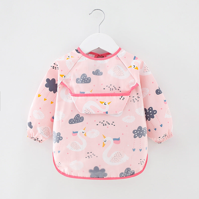 Waterproof Cotton Bib for Kids - Long Sleeve Feeding Apron