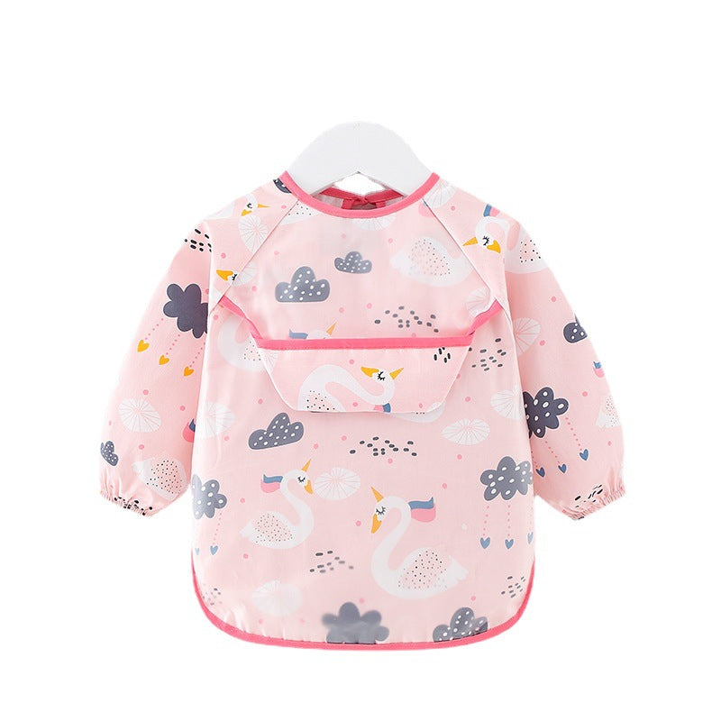 Waterproof Cotton Bib for Kids - Long Sleeve Feeding Apron