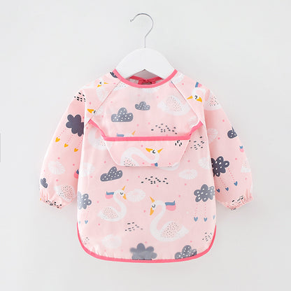Waterproof Cotton Bib for Kids - Long Sleeve Feeding Apron