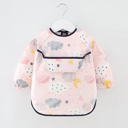Waterproof Cotton Bib for Kids - Long Sleeve Feeding Apron